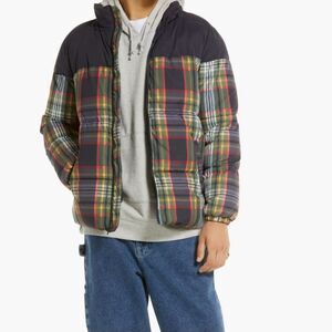 BP NWT Nordstrom Men's Print Puffer Jacket Plaid Coat Size XL